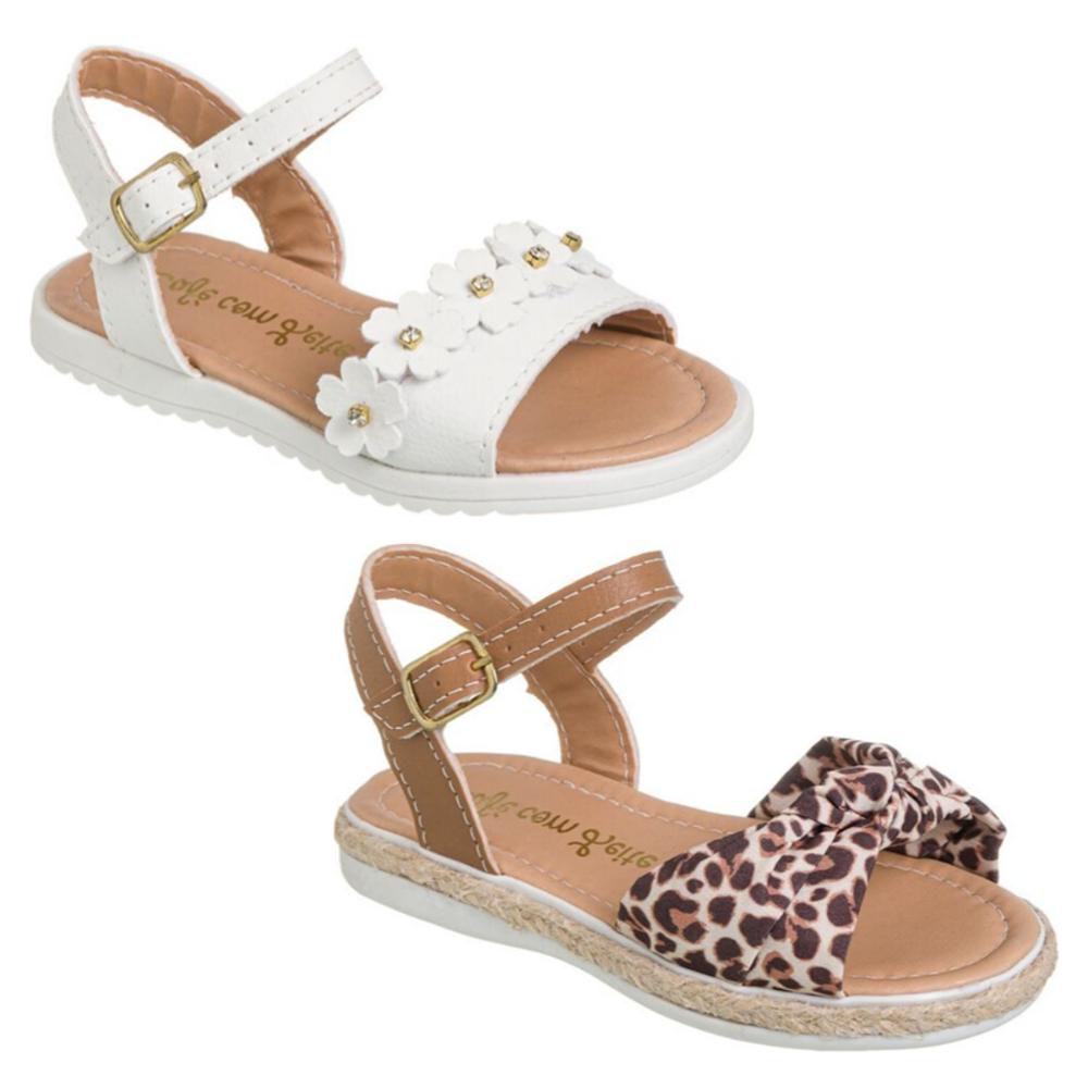 Kit 2 Sandália Infantil Menina Salto Baixo Macio Flor Escola - CAFÉ COM  LEITE CALÇADOS - Sandália Infantil - Magazine Luiza