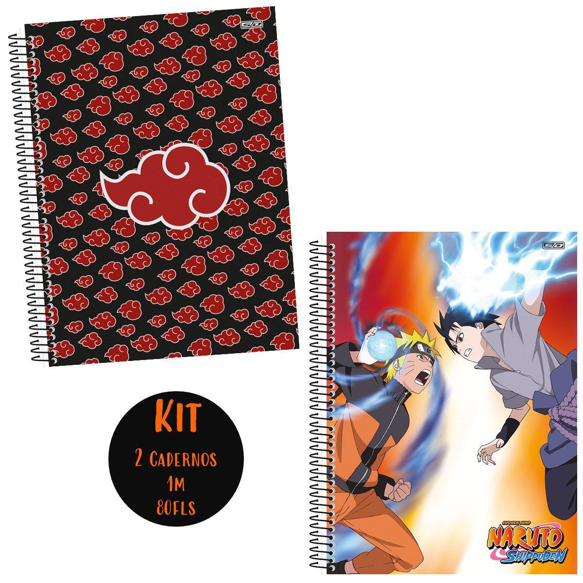Kit 2un Caderno Naruto Uzumaki Espiral 1m 80fls Capa Dura Universitário ...