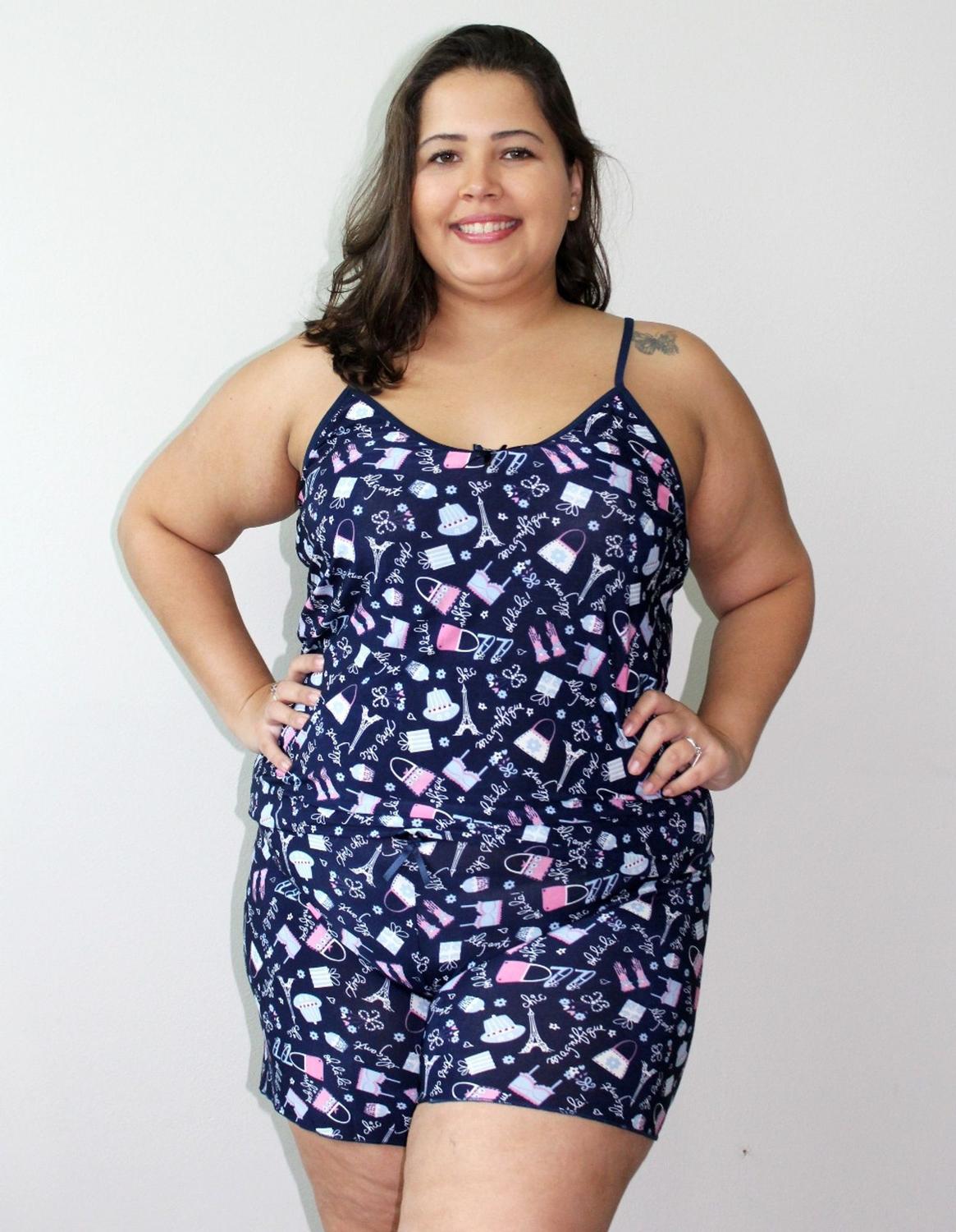 conjunto plus size short e blusa atacado