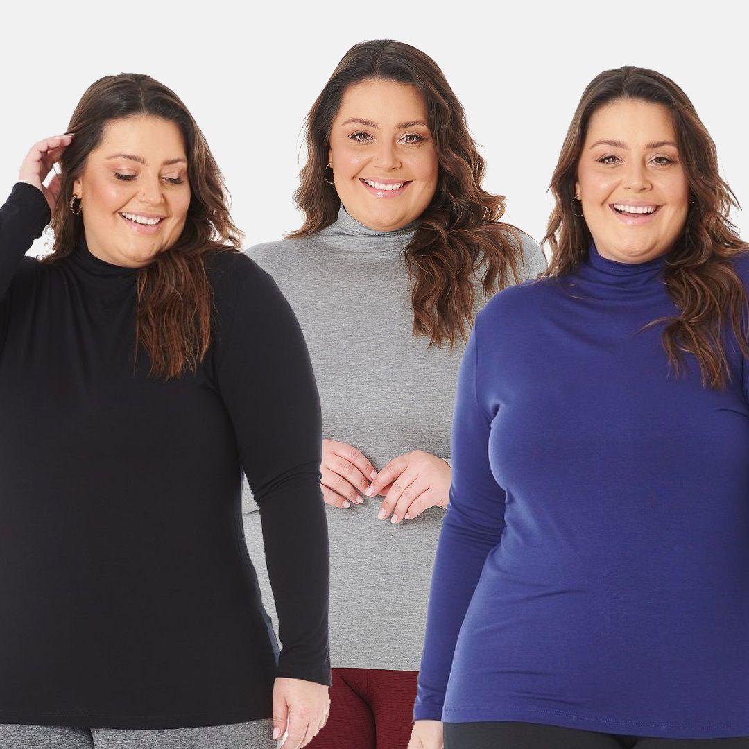 blusa gola alta feminina plus size