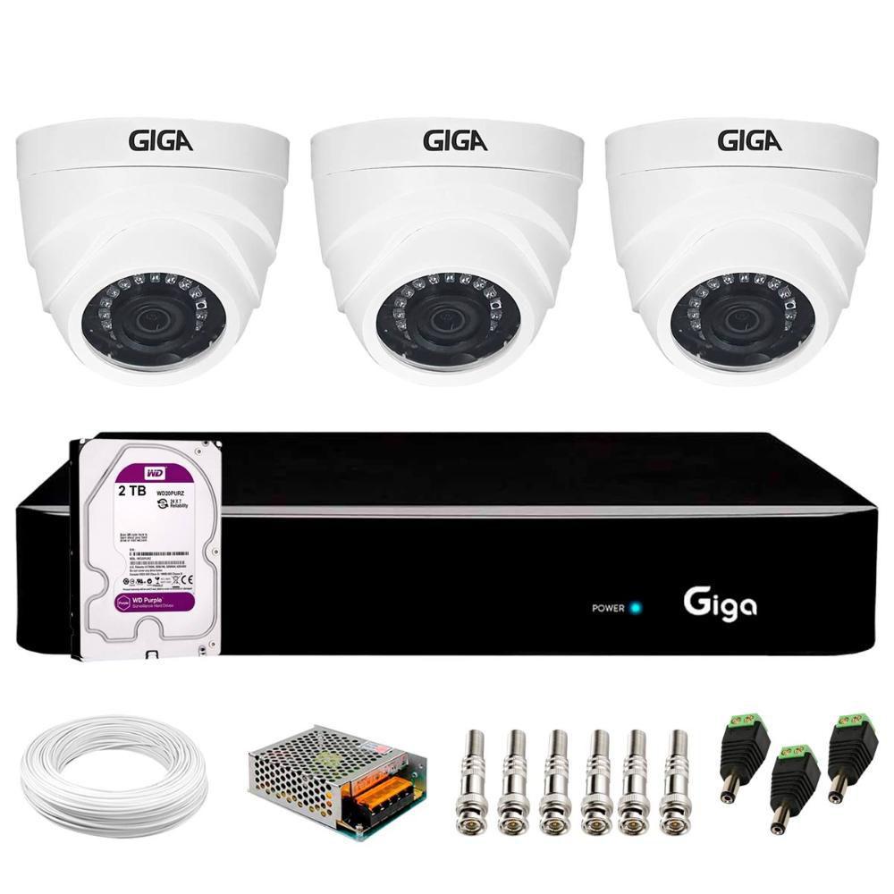 Kit 3 Câmeras Segurança Dome GS0460 Infra 30 Metros HD 720p Dvr Giga