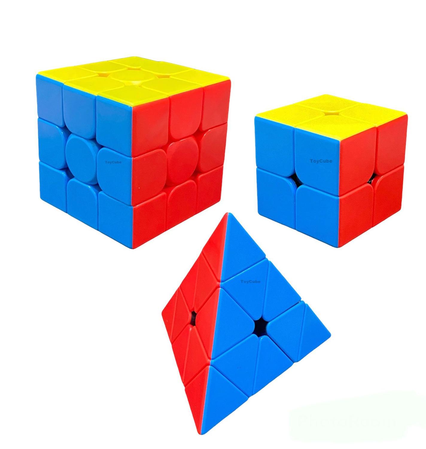 Kit 3 Cubo Mágico 2x2x2+3x3x3+pirâmide Profissional Moyu - Cubo 