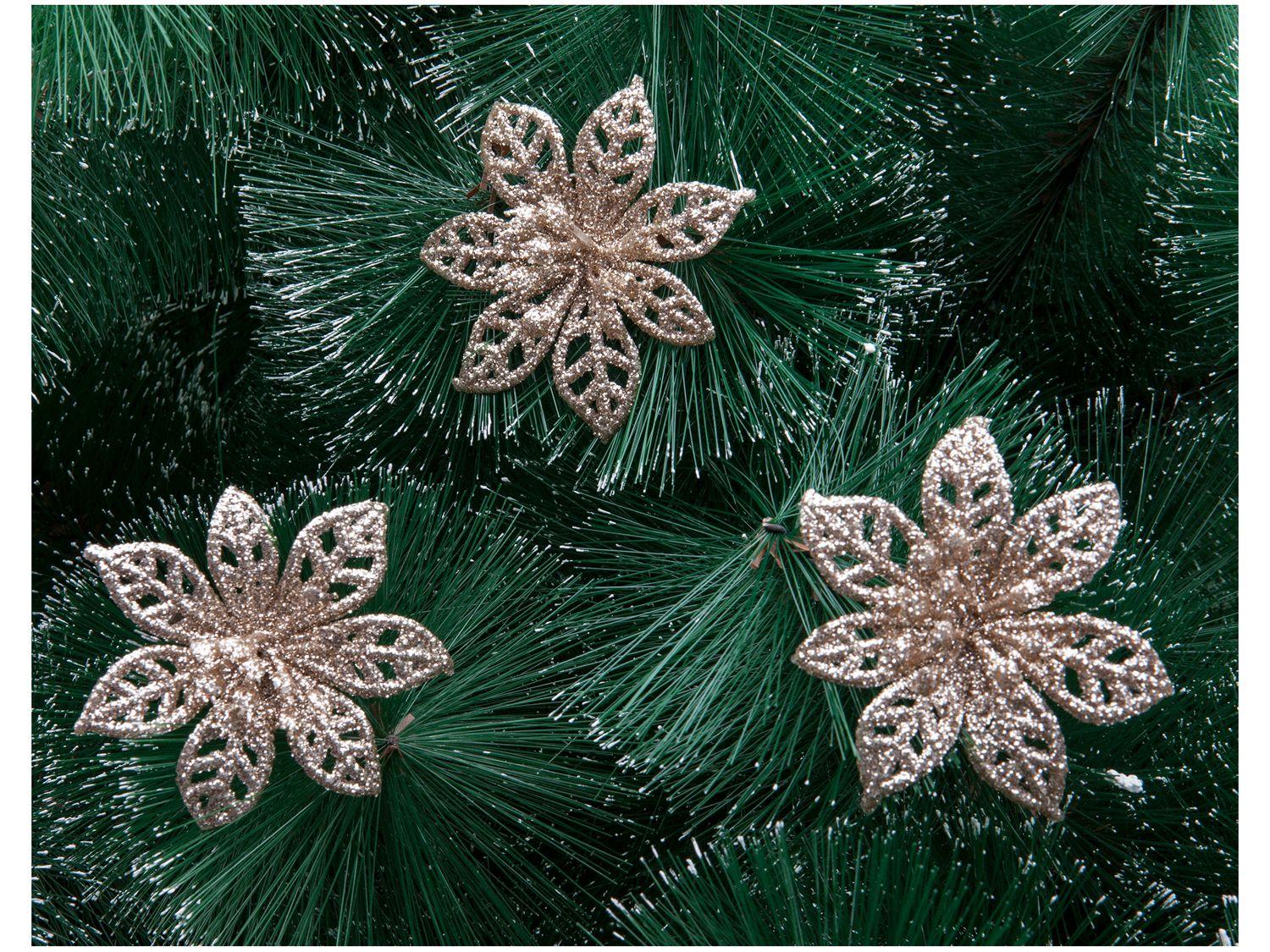 Kit 3 Enfeites para Árvore de Natal Flor