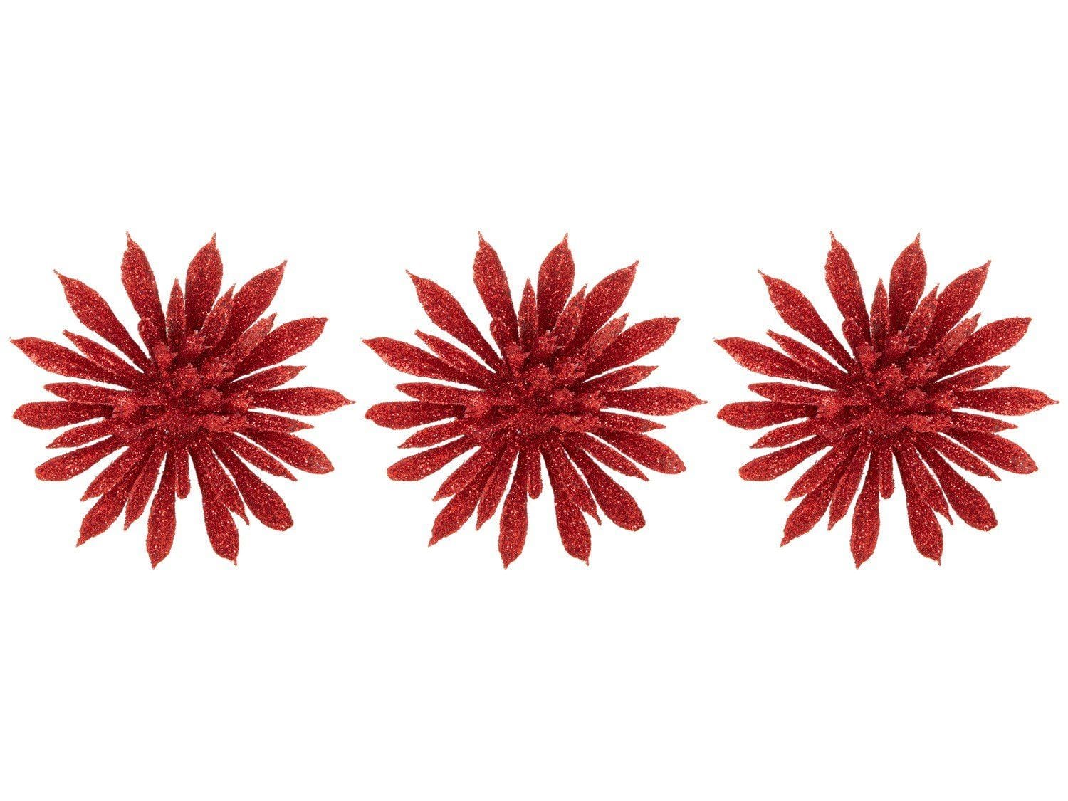 Kit 3 Enfeites para Árvore de Natal Flor| Vermelho - 3 Unidades