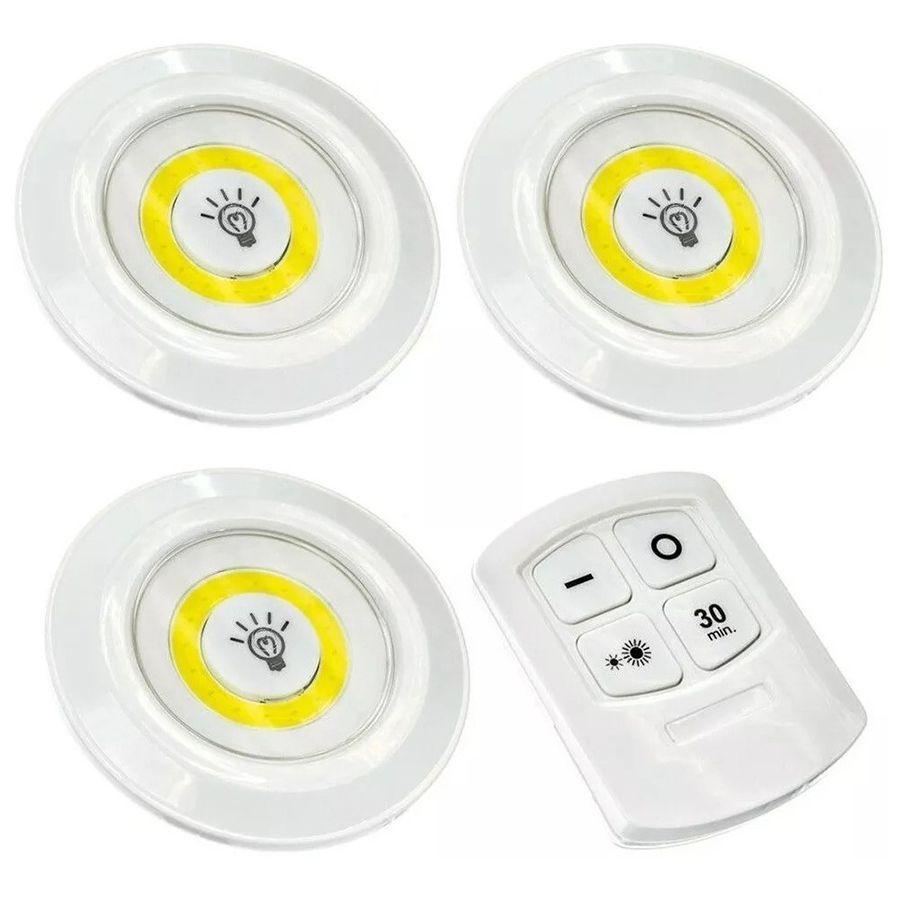Kit 3 Lampadas Luminaria Led Controle Sem Fio Spot Remoto 15w Ab