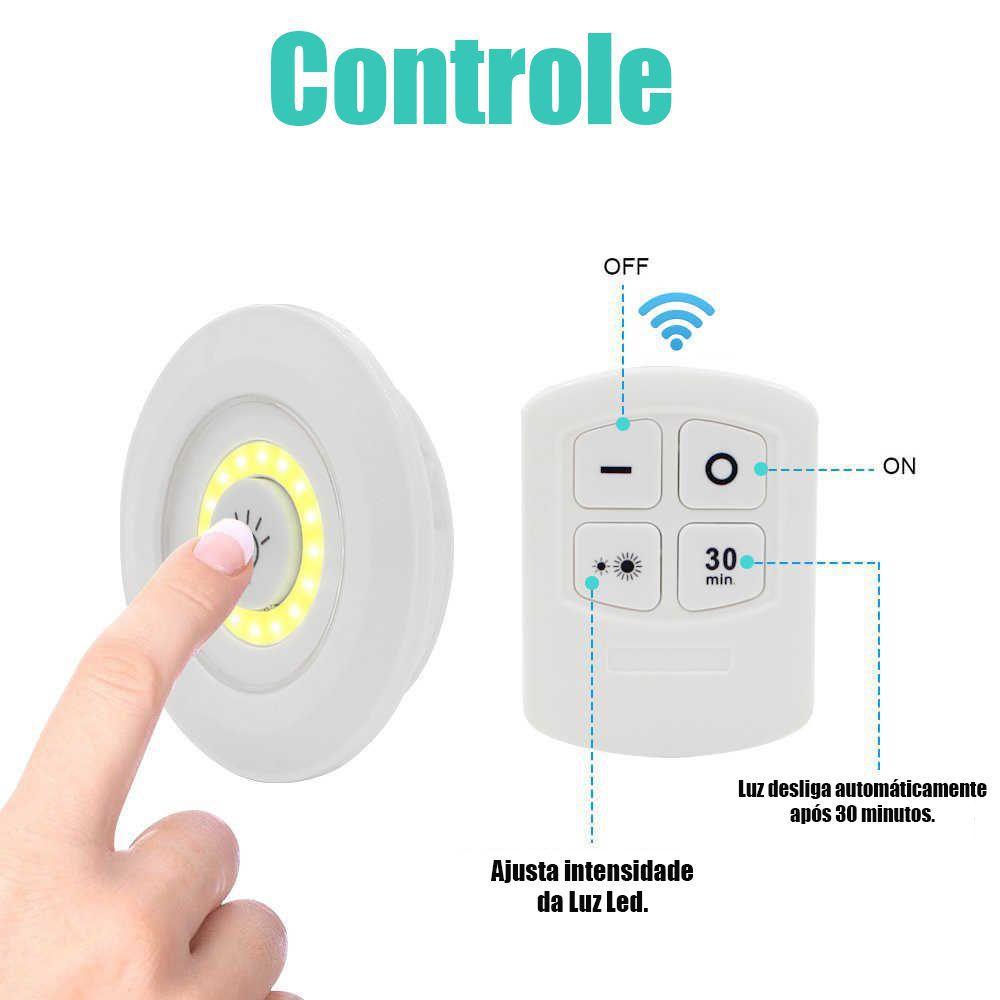Kit 3 Lampadas Luminaria Led Controle Sem Fio Spot Remoto 15w Ab