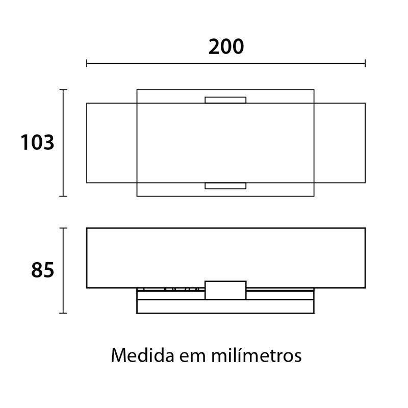 Kit 3 Luminárias Arandela Telha Vidro Curvo Jateado 20cm Blumenau
