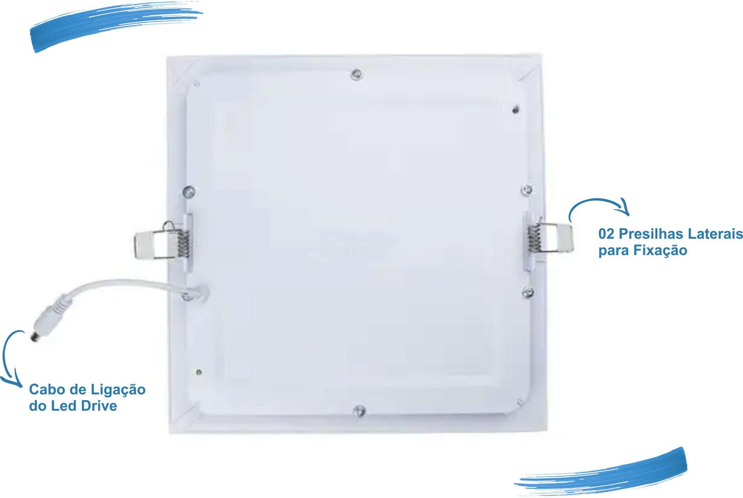 Kit 3 Painel Plafon Luminária Led 18w Quadrado Embutir Branco Quente