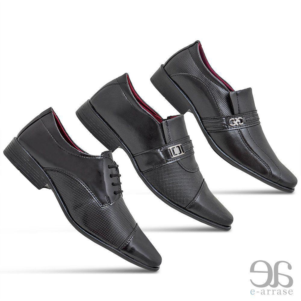 Kit 3 Pares de Sapato Social Masculino Italiano em Sintético Confortável -  E-arrase - Sapato Social Masculino - Magazine Luiza