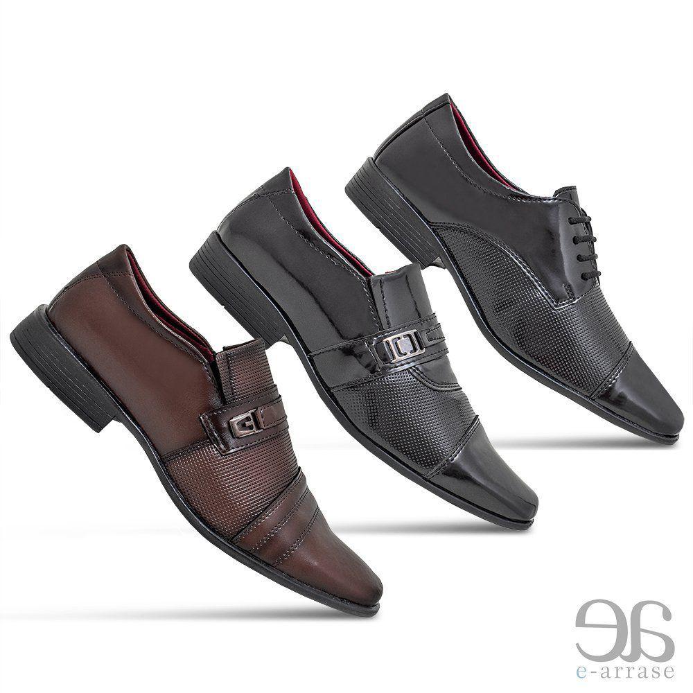 Kit 3 Pares de Sapato Social Masculino Italiano em Sintético Confortável -  E-arrase - Sapato Social Masculino - Magazine Luiza