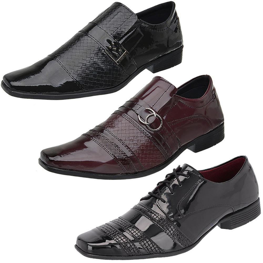Kit 3 Pares Sapato Social Masculino Verniz Conforto Moderno - Eleganci -  Sapato Social Masculino - Magazine Luiza
