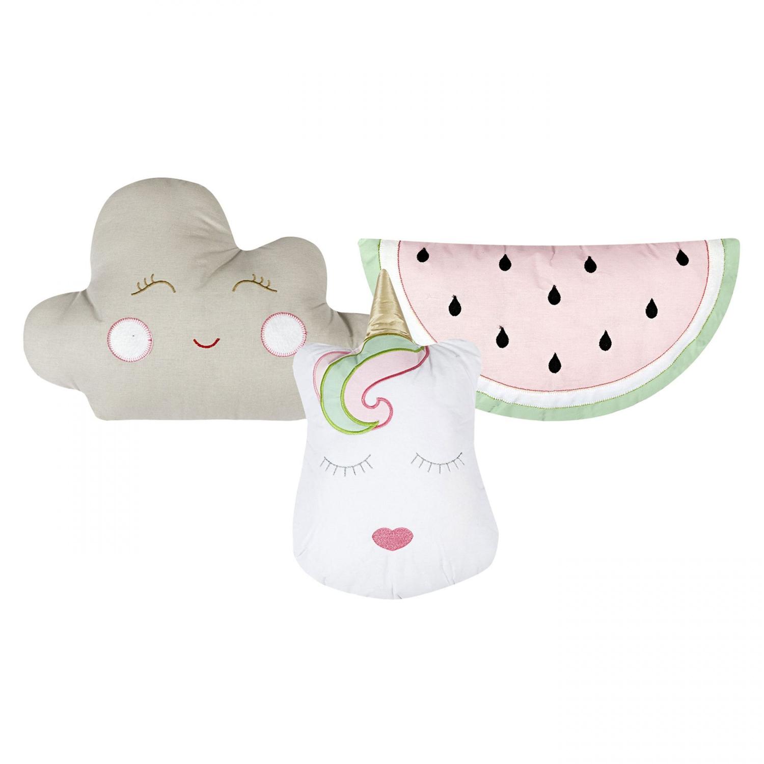 Kit 3 Pecas Almofadas Decorativas 300 Fios Nuvem Unicornio E Melancia Rosa E Verde Aime Almofada Decorativa Magazine Luiza
