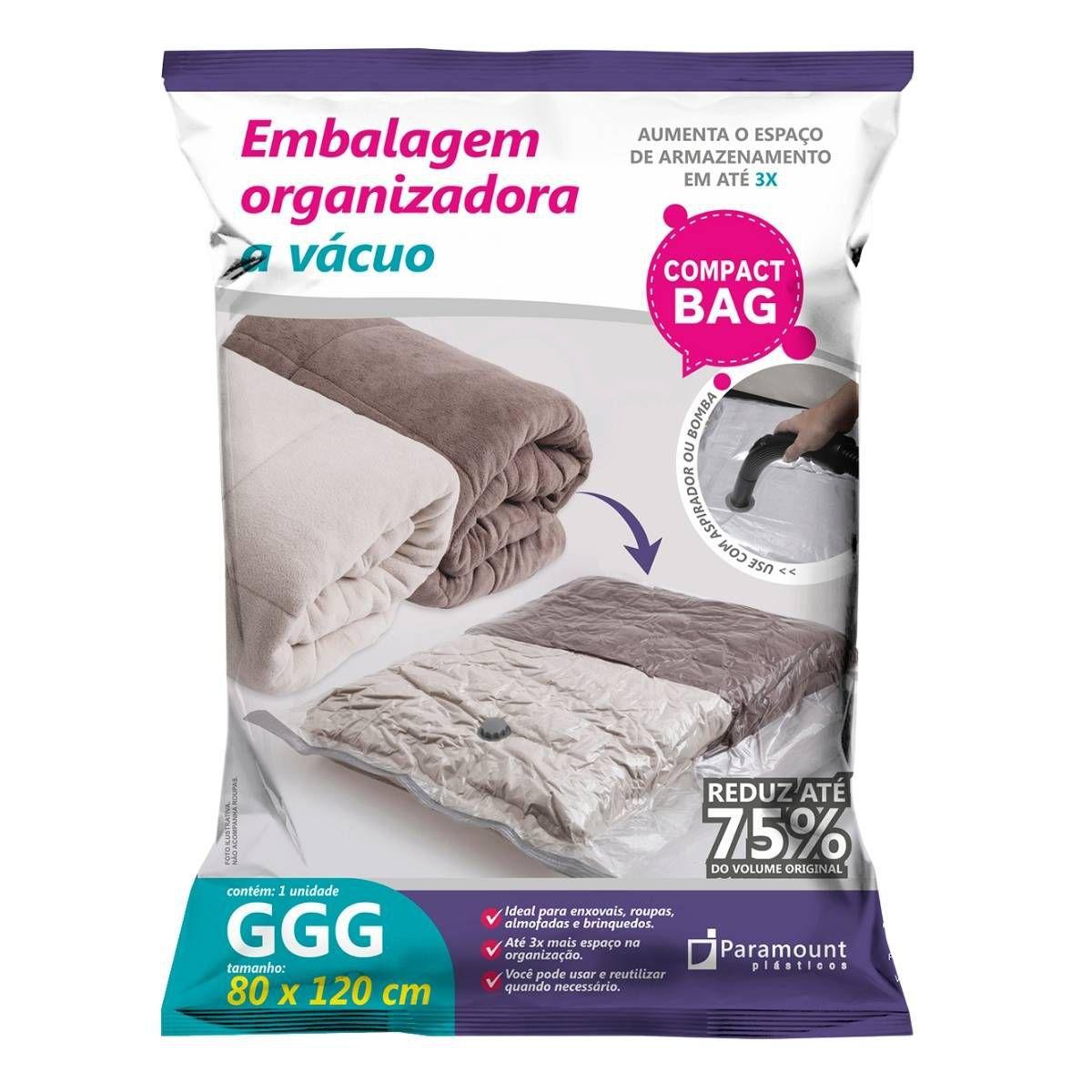Kit 3 Sacos A Vácuo 80x120 Organizador Edredom Cobertor - Paramount ...