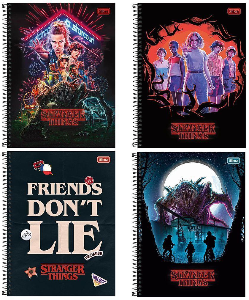 Kit 4 Cadernos Espiral Stranger Things 1 Matéria 80 Folhas Tilibra - Caderno  Escolar / Universitário - Magazine Luiza