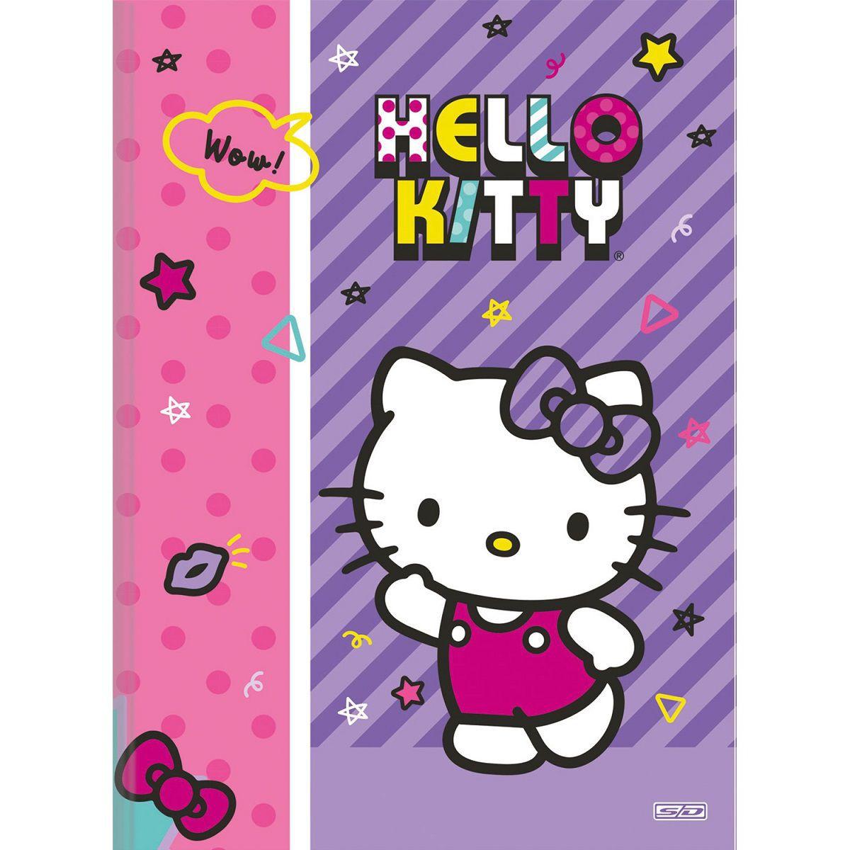 Kit 4 Cadernos Hello Kitty Brochurão 48Fls + 1 Caderno de Desenho 60fls ...
