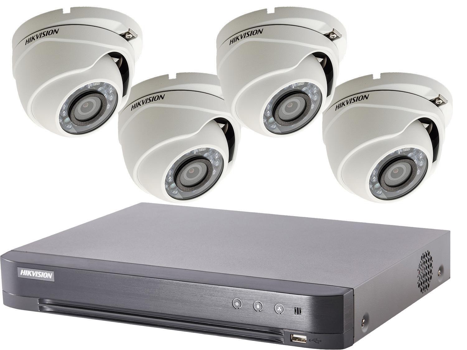 Kit 4 Câmeras de Segurança HD 720p Hikvision Dome Com DVR 4 Canais