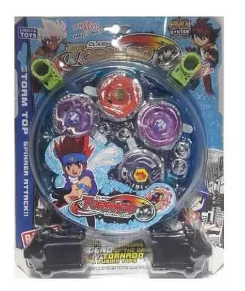 Kit 4 Beyblade Metal Fusion Pião C/super Lançador Brinquedos em