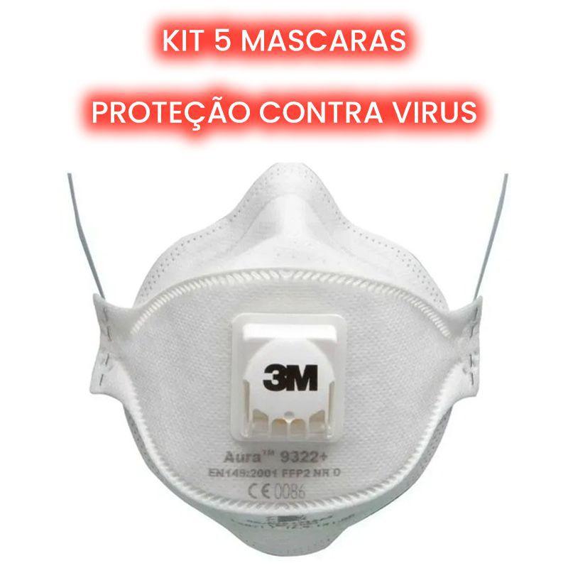 Kit 5 Máscara 3m Pff2 N95 Aura 9322 com Valvula Aprovado Anvisa - Máscara  Respiratória - Magazine Luiza