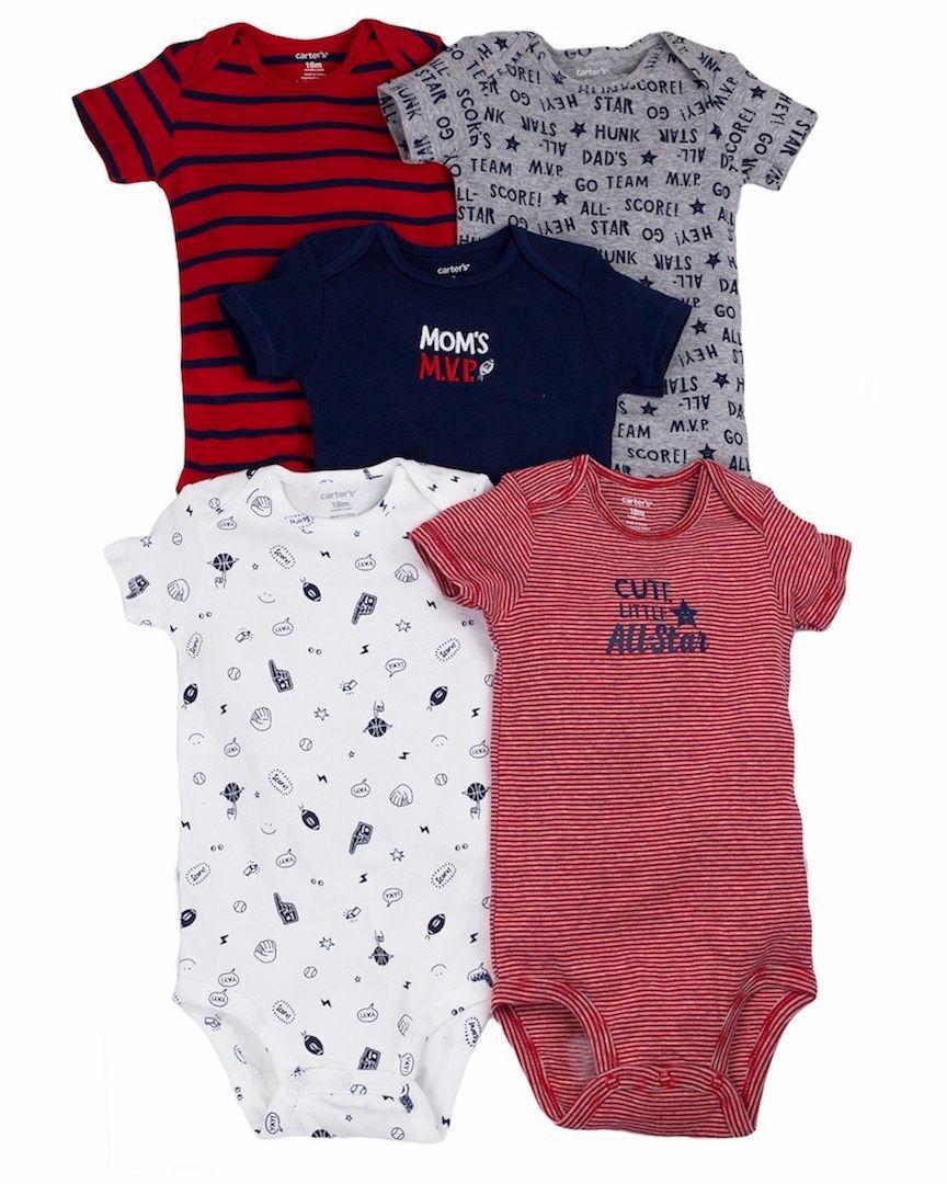 Kit 5 Peças Body Carter's Mom's M.V.P Carters Body para Bebês