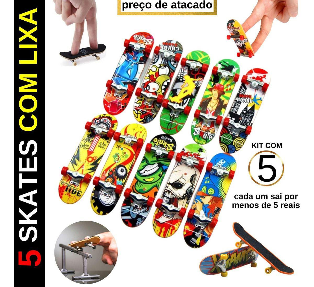 Kit 5 Skate De Dedo Profissional Fingerboard Para Criança