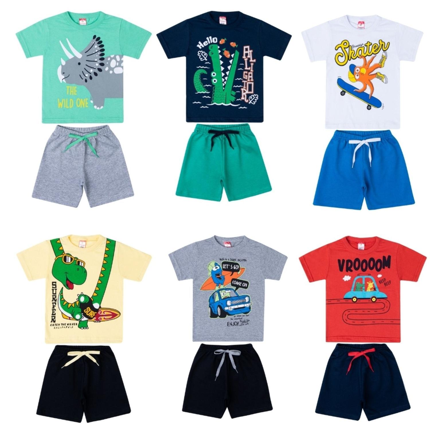 Kit 6 Conjuntos de Verão Infantil Masculino Varias Estampas Tamanho 01 ao  03. - Colbacho - Conjunto Infantil - Magazine Luiza