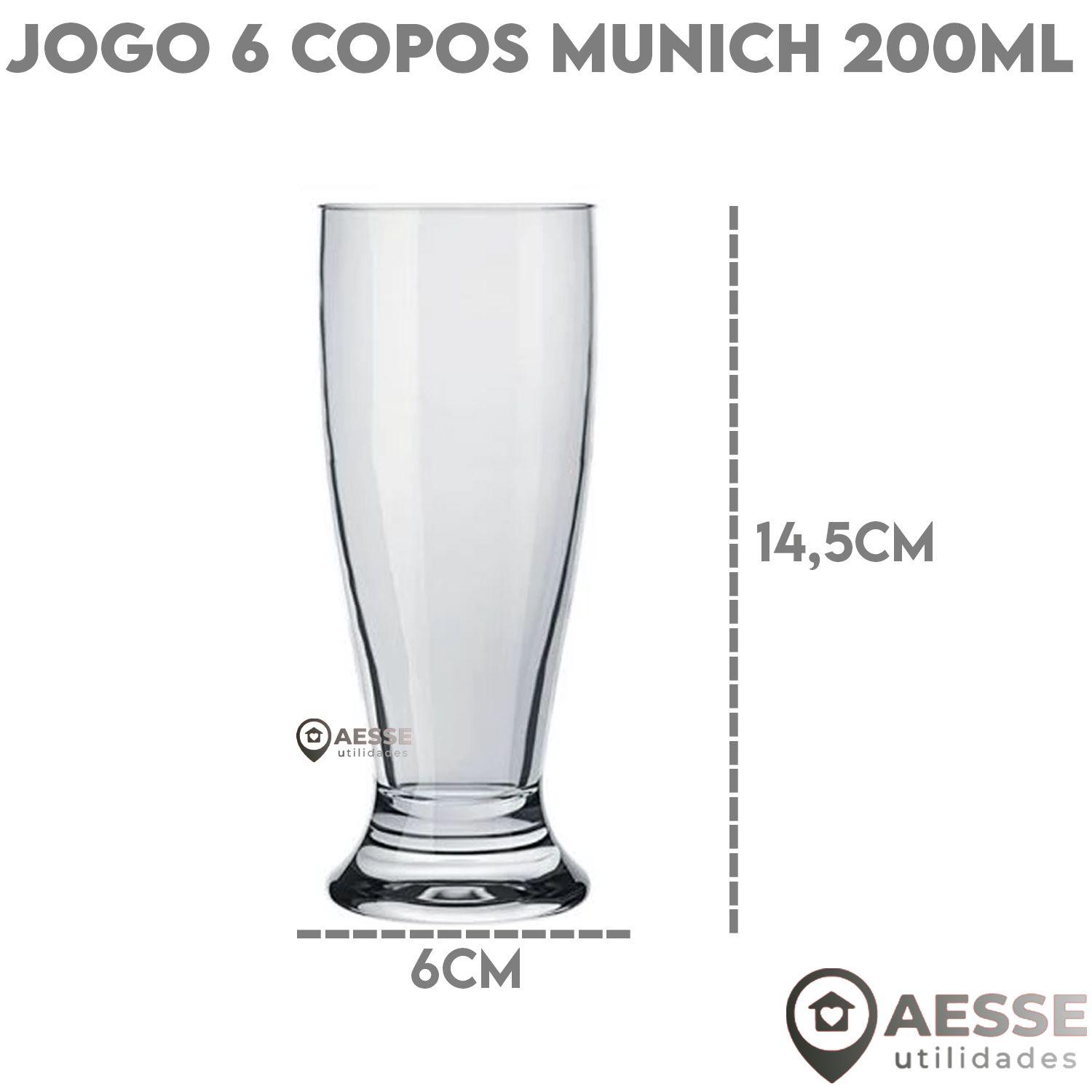 Jogo de Copos 200ml Cerveja Munich 6 pçs, Nadir