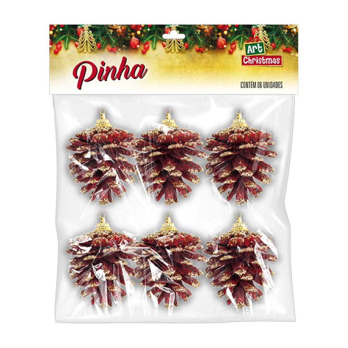 Imagem de Kit 6 Pinha Enfeite Decoração De Árvore de Natal