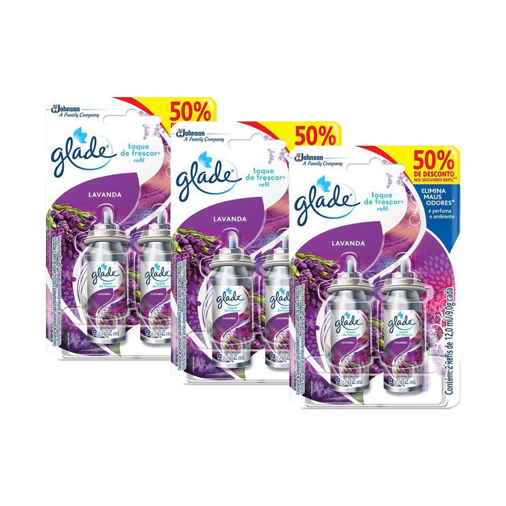 Kit 6 Refil Odorizador Glade Toque de Frescor Lavanda 12ml - Refil para ...