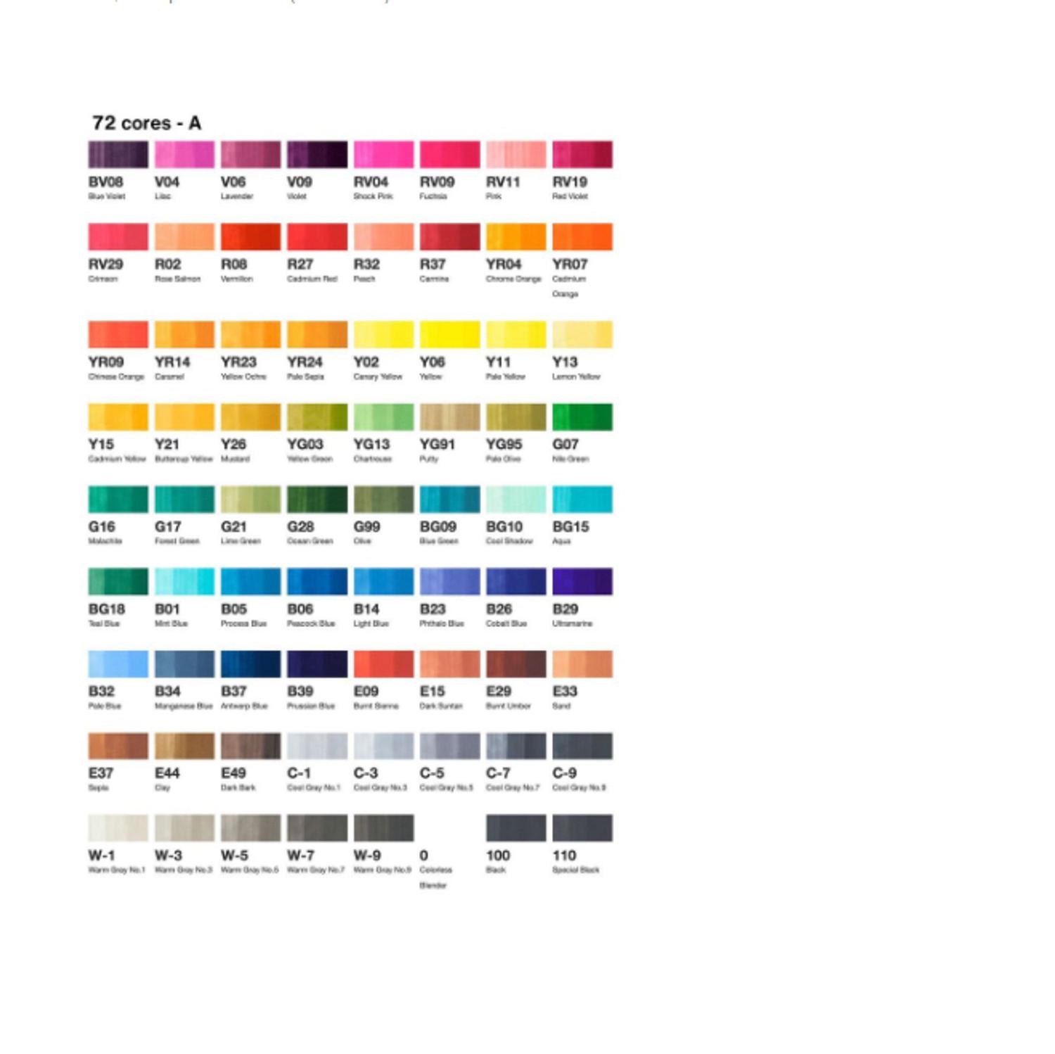 Kit 72x Caneta Copic Sketch Marker Ponta Brush SET A Kit 72x Caneta Copic Sketch Marker Ponta Brush SET A