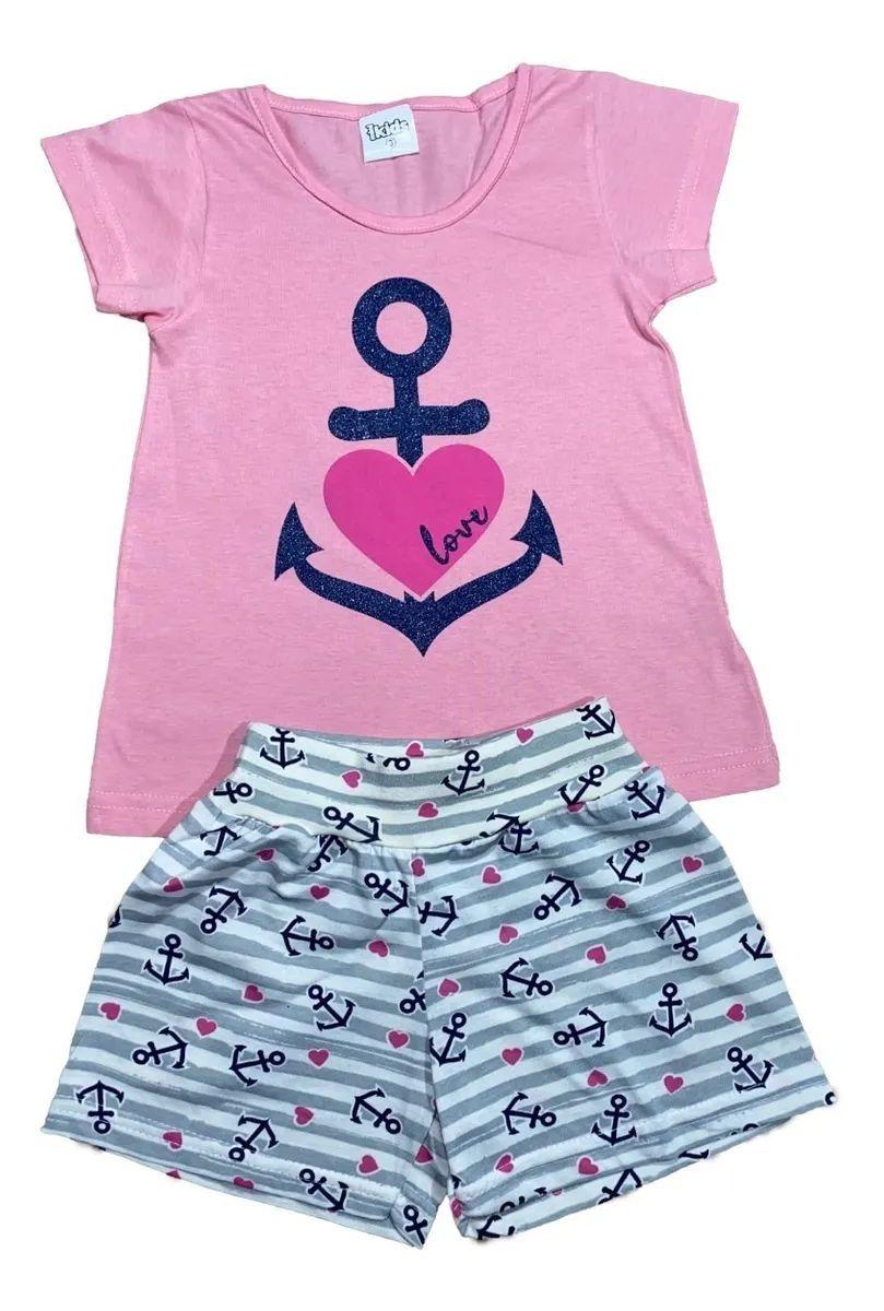 conjunto de short e blusa infantil