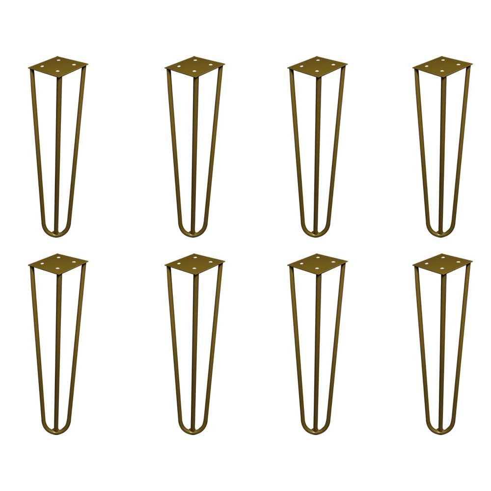 Kit 8 Pes De Metal 25 Cm Hairpin Legs Rack Puffs Dourado G41