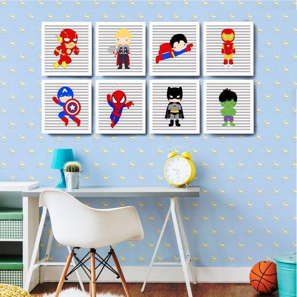 Quadro super heroi e menina bebe