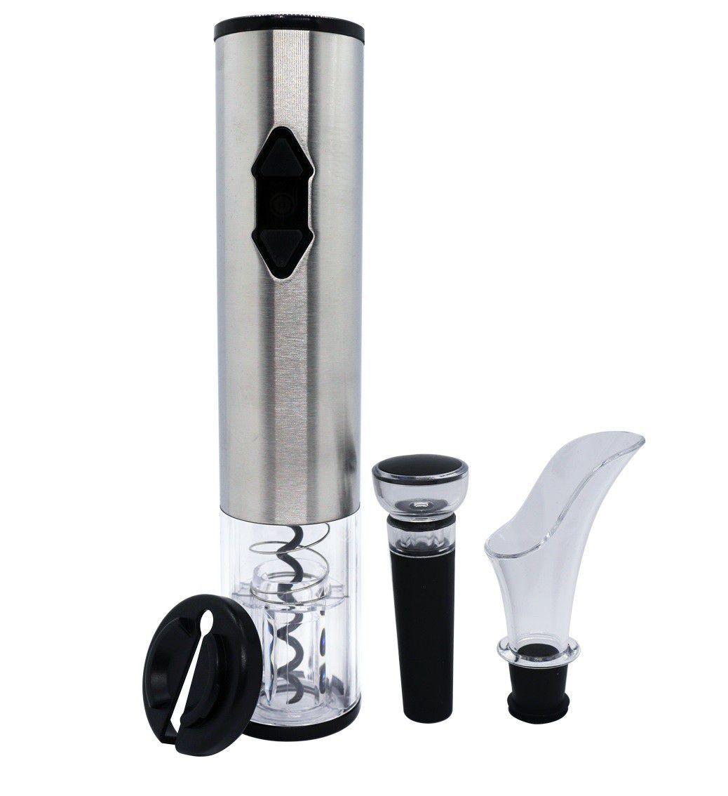 Kit Abridor De Vinho Eletrico Saca Rolhas A Pilha Inox 4 Pc Top Chef Saca Rolha Abridor De Vinho Eletrico Magazine Luiza
