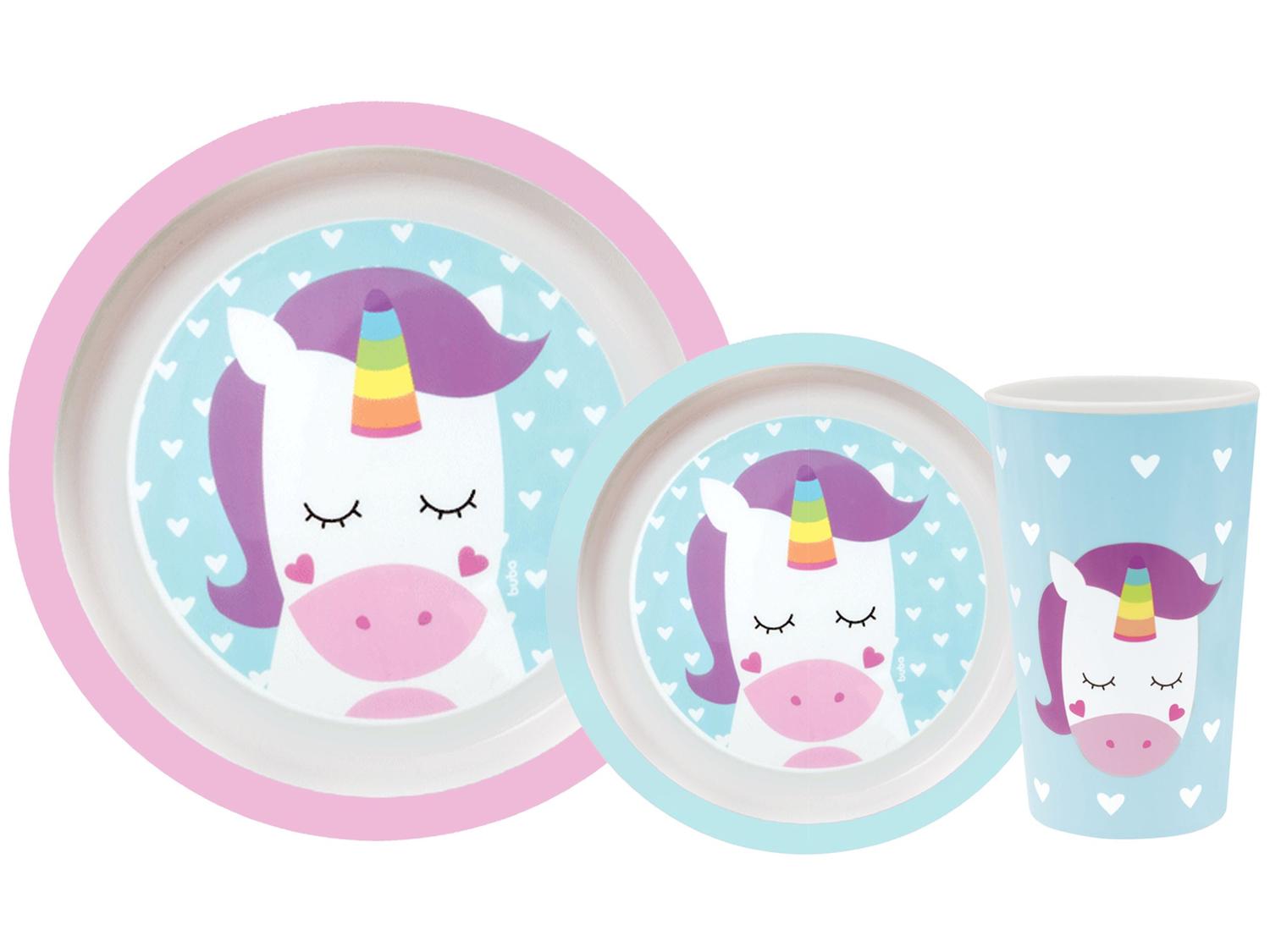 Kit Alimentação Infantil 3 Peças Buba Animal Fun Unicórnio