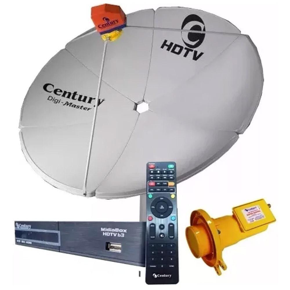 Kit Antena Parabólica Century Chapa + Receptor Digital Midiabox