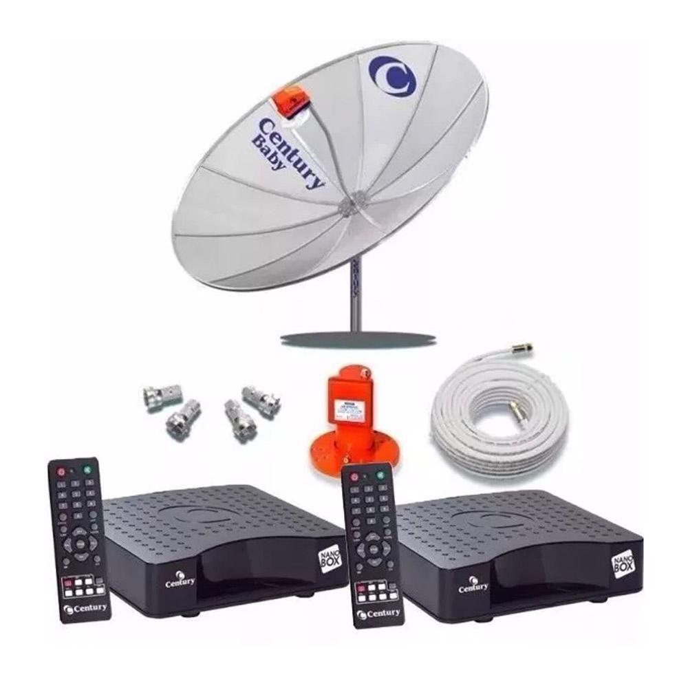 Kit Antena Parabólica Y Decodificador Pirata Kit Antena Parabólica Century Completa com 2 Pontos Receptores - Antena