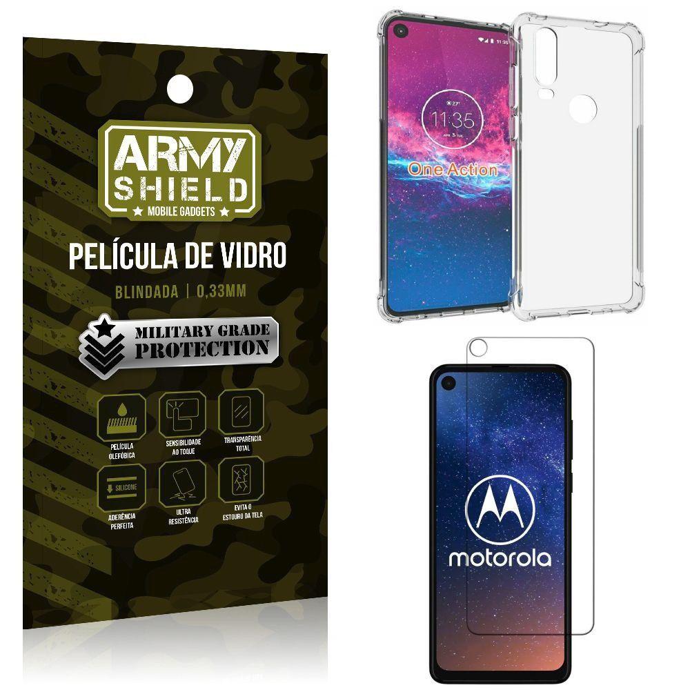 Kit Anti Impacto Moto One Action Capinha Anti Impacto + Película de Vidro -  Armyshield - Kit Capinha e Película para Celular - Magazine Luiza