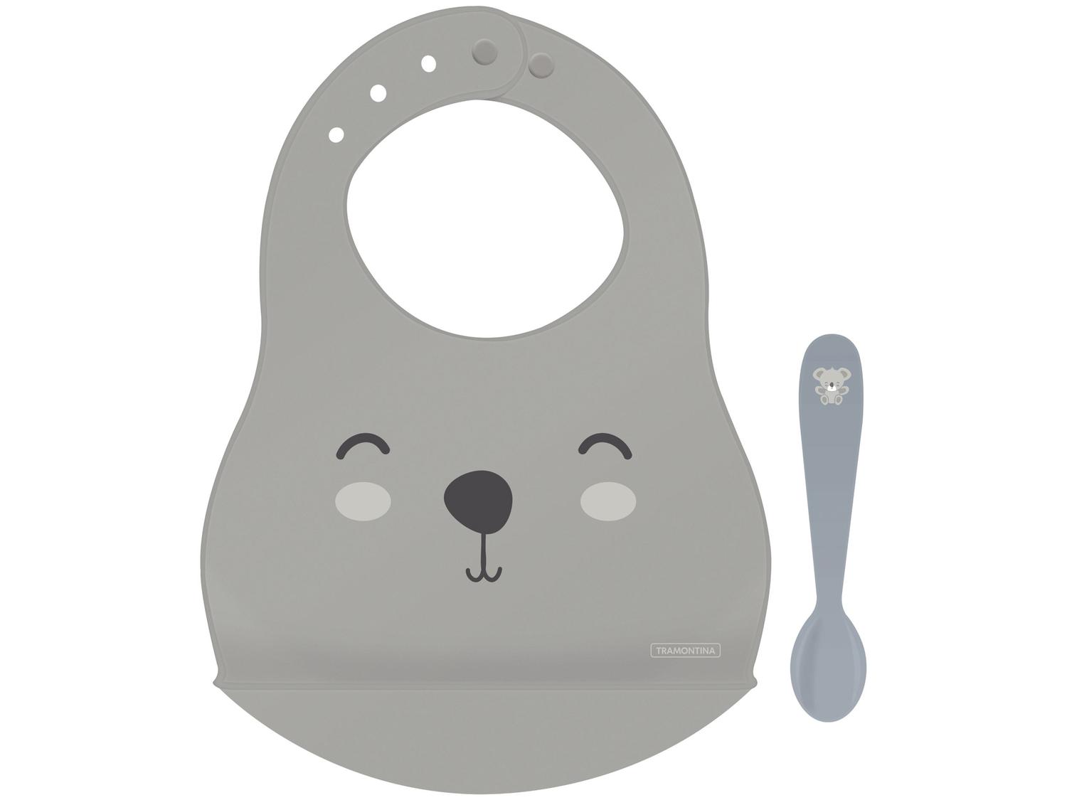 Kit Babador de Silicone Tramontina Urso Le Petit com Colher