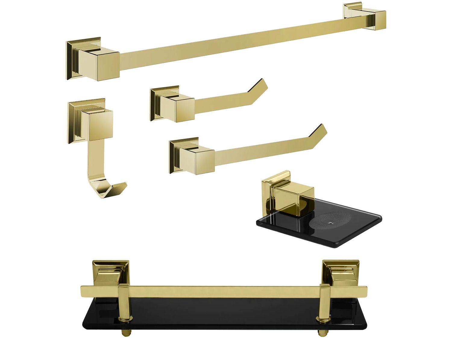 Kit Banheiro Inox Ducon Metais Gold GO5000