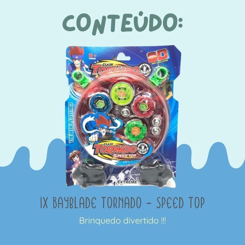 Kit Beyblade Metal 5D Brinquedo 4 Peões Led Toys