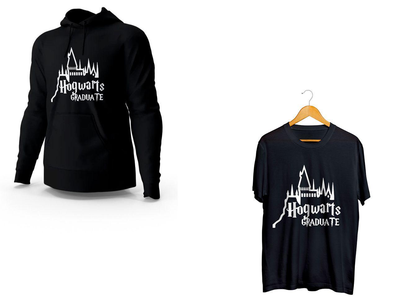 Kit Blusa Moletom Hogwarts Graduate Harry Potter e Camiseta Preto Unissex - Mikonos - Blusas Femininas - Magazine Luiza