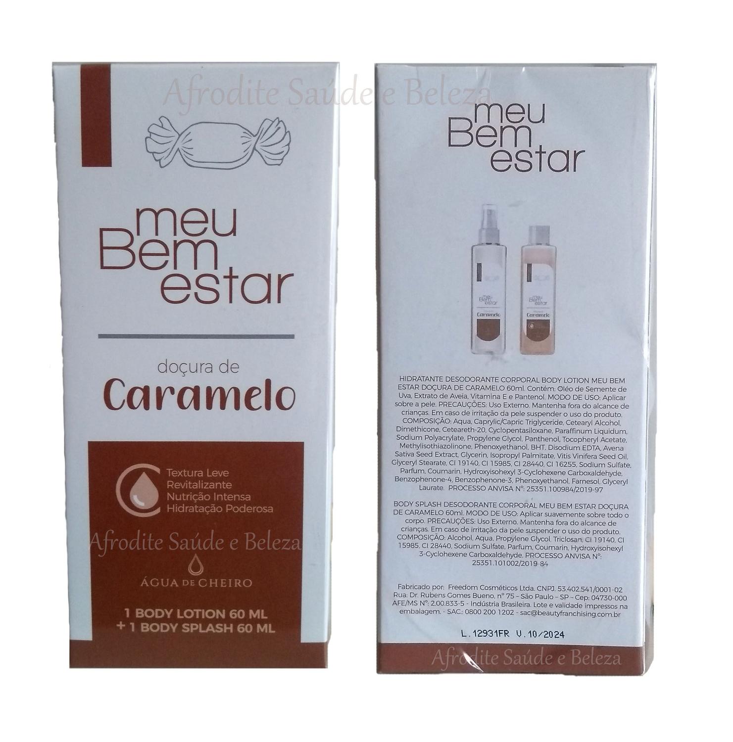 Kit Body Splash de Caramelo + Hidratante Água de Cheiro Cuidados com