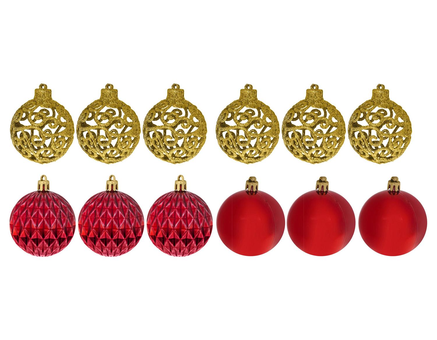Kit Bola de Natal Vermelha e Dourada Mista