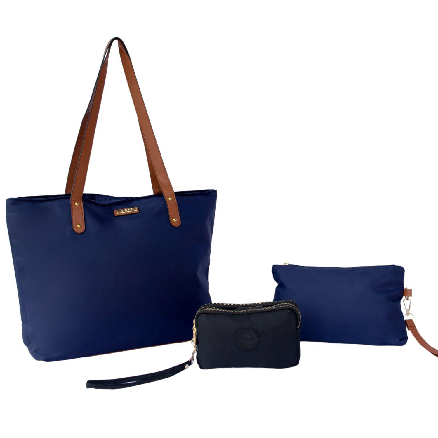 navy nylon tote bolsa