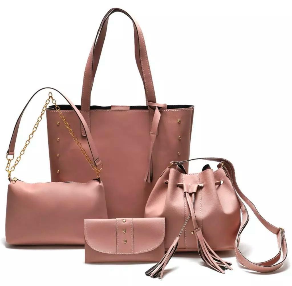 Imagem de Kit bolsa feminina grande+ bolsa saco media+bolsa bau corrente + carteira 4 peças
