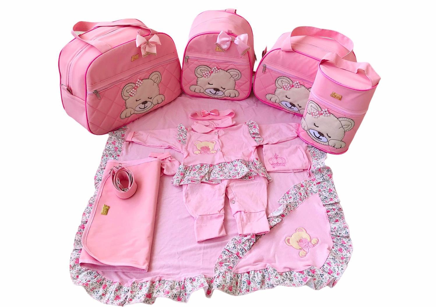 Kit Bolsa Maternidade 5 Pecas Completo Ursa Dormindo Termica Rosa Bebe Com Saida Maternidade Elya Baby Kit Bolsa Maternidade Magazine Luiza