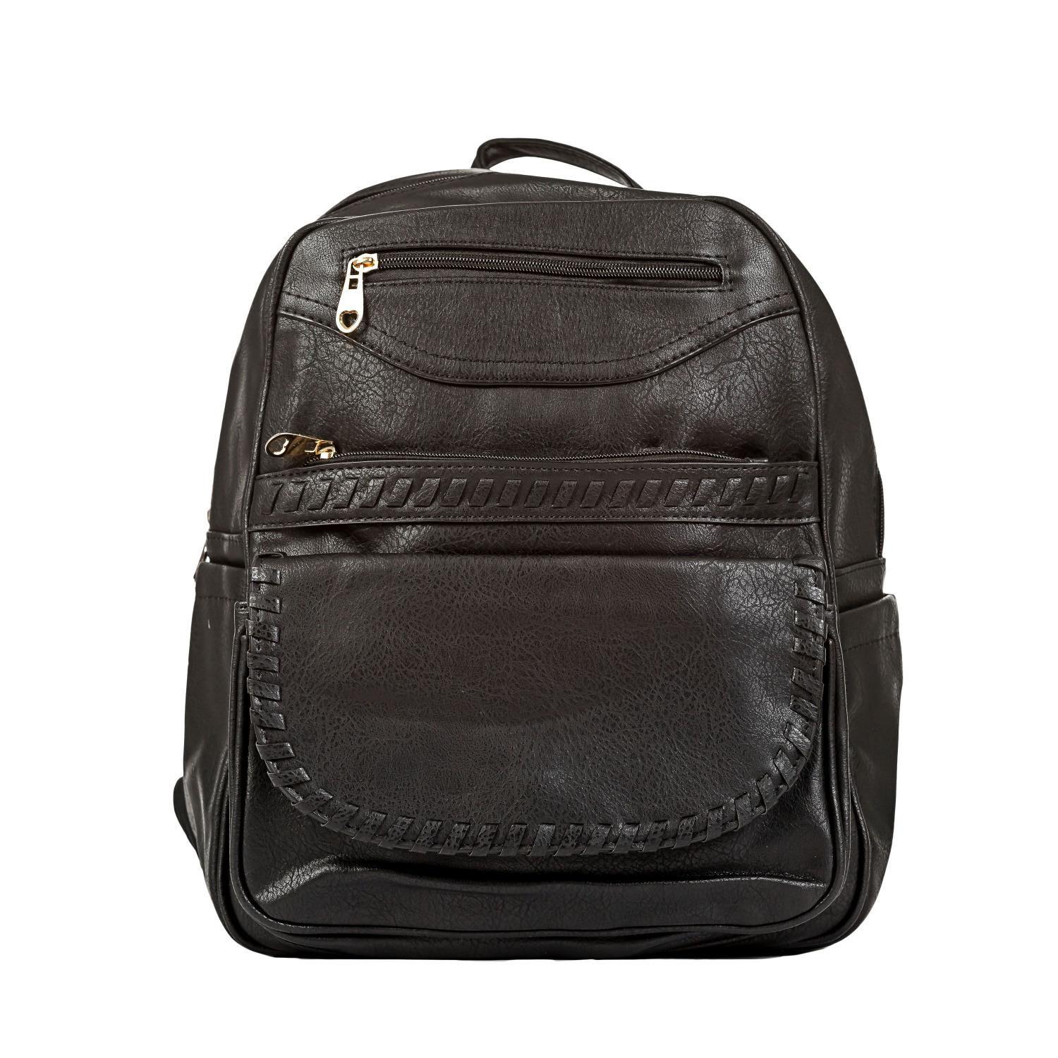 black leather bolsa backpack