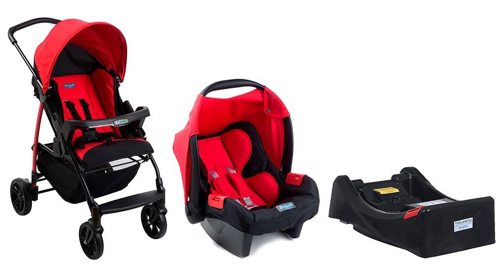 carrinho de bebe burigotto ecco red com bebe conforto touring se