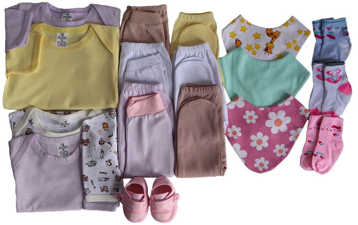 Kit C/19 Peças Roupas Bebê Body Mijão Maternidade Enxoval