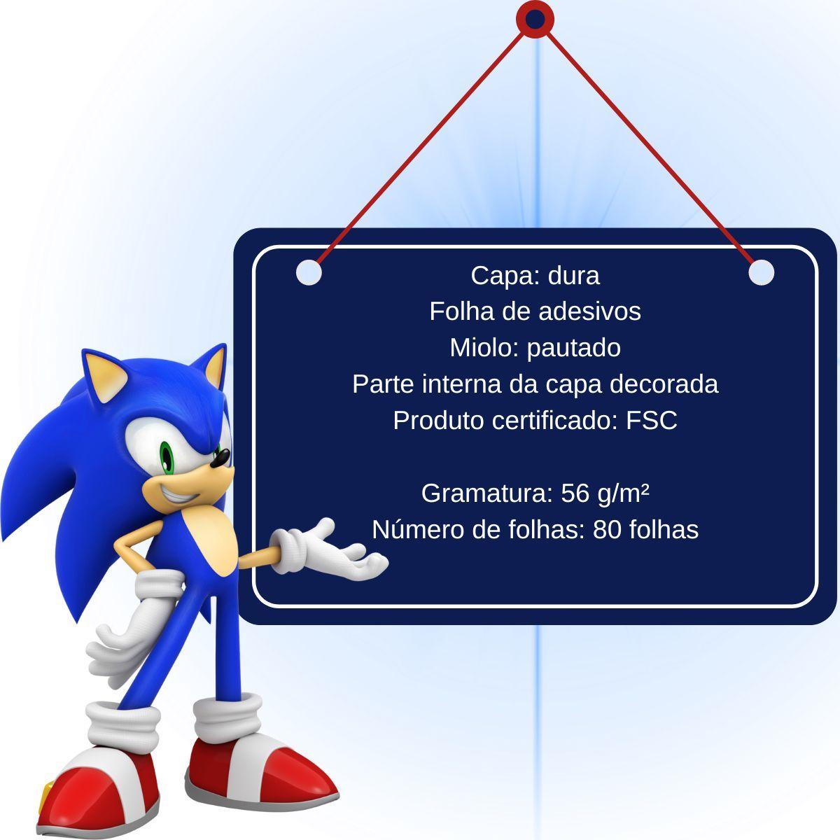 Imagem de Kit Caderno Brochurao Sonic + Desenho 80fls Sortidos Tilibra